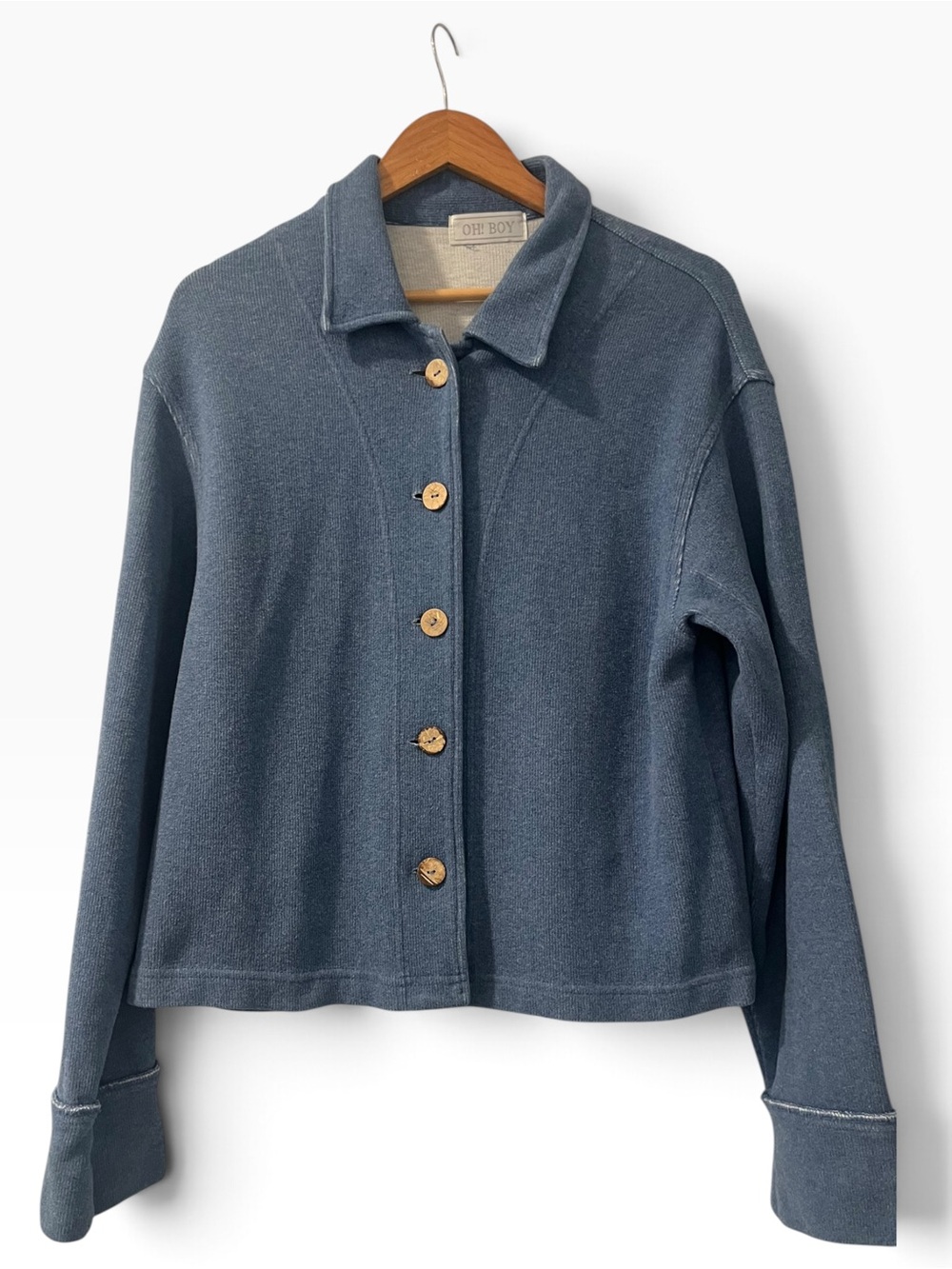 🖤 OH! BOY Vintage 90s Slate Blue Knit Jacket | French Riviera Bond Style